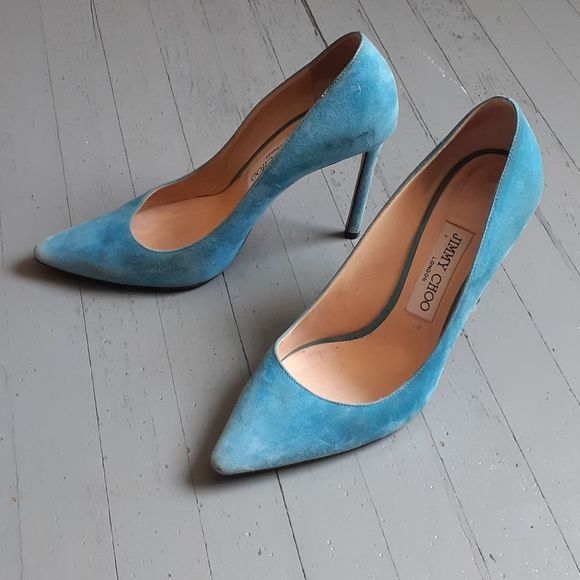 Jimmy Choo Romy 100 Suede Heels - Picture 1 of 16